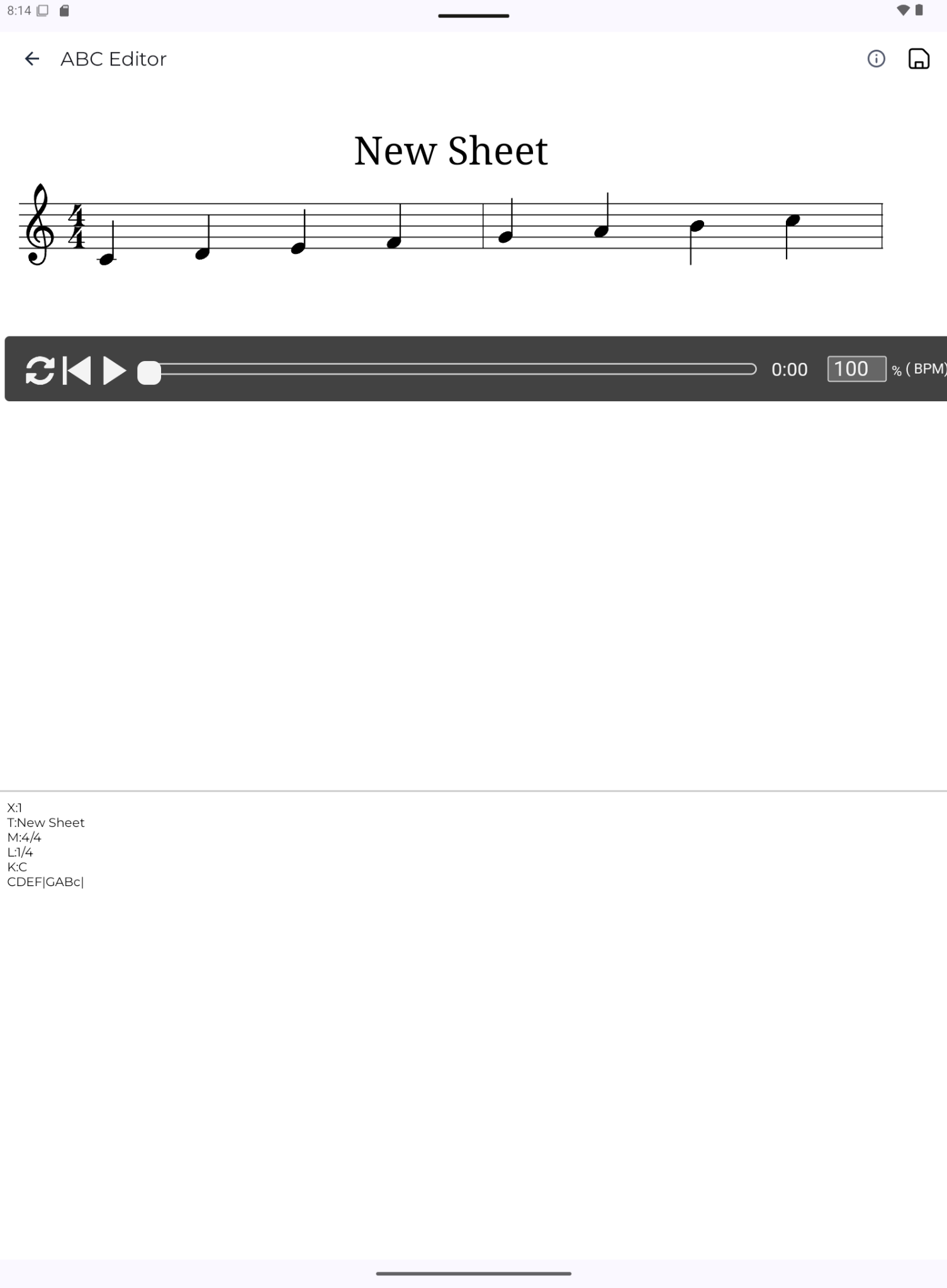 ABC notation editor